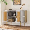 Accent Cabinet With 2 Doors, Storage Cabinet With Open Side Cabinet, Cabinet Coffee Bar Includes An Adjustable Shelf Inside-Cuddlewood - 3 of 4