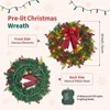 24 Inch Red Green Pine Cone Christmas Wreath with Ribbon, Winter Wreath 20 LED Modes Battery Powered for Holiday Display - 3 of 4