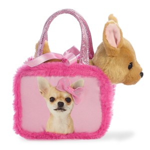 Aurora Fancy Pals 7" Pretty In Pink Chihuahua Pet Carrier Stuffed Animal - 1 of 3