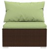 vidaXL Patio Sectional Sofa Outdoor Modular Sofa Chair with Cushions PE Rattan - Brown and Green - 4 of 4