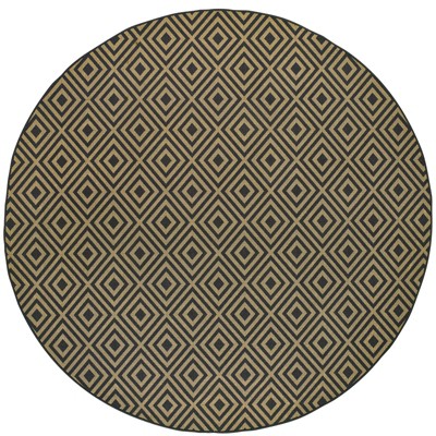 Oriental Weavers Marina 2335K Black/ Tan Indoor/Outdoor Area Rug - 7'10" Round