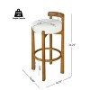 Set of 4 Indoor Wooden Low Back Barstools,Fabric Upholstered Barstools with Rubberwood Frame,Modern Dining Chairs for Home Bars-Cuddlewood - 4 of 4