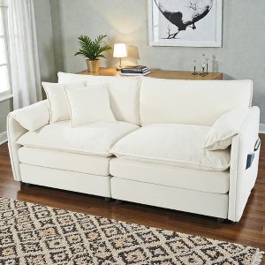 Mshliw Oversized Chenille Loveseat Sofa, 75.6" Deep Seat 2-Seater Cloud Couch, Modern Comfy Upholstered Love Seat for Living Room Bedroom Apartment - 1 of 4