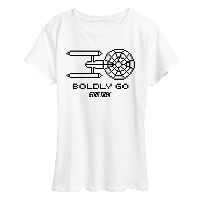 Women's - Star Trek - Boldly Go Pixelated Ship Short Sleeve Graphic T-Shirt