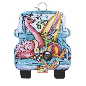 Home Decor Summer Truck Charm  -  One Sign Charm 8 Inches -  Beach Ready  -  S22020  -  Metal  -  Blue - 1 of 3