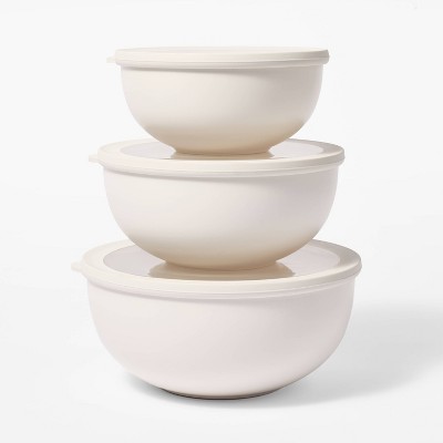 5pc Earthenware Ceramic Mixing Bowl Set Cream - Figmint™