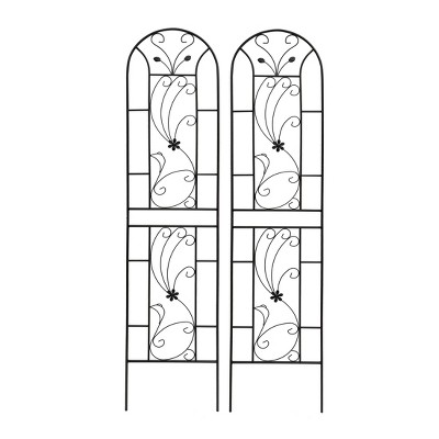 Lirago Black, 86.61"H * 19.68"W * 0.51"D, 2 pieces, Weatherproof Multi-functional Outdoor Screen - Laser-Cut Galvanized Steel Panel
