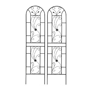 Lirago Black, 86.61"H * 19.68"W * 0.51"D, 2 pieces, Weatherproof Multi-functional Outdoor Screen - Laser-Cut Galvanized Steel Panel - 1 of 4