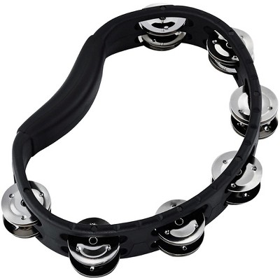 Meinl MEINL Handheld Guiro Tambourine with Double Row Steel Jingles Black