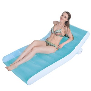 Pool Central 66.5" Blue and White Inflatable Pool Lounger Float - 1 of 4