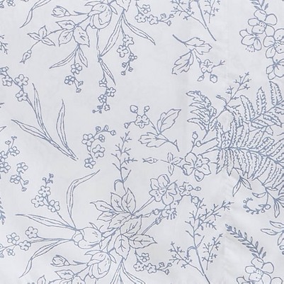 white with blue flowers