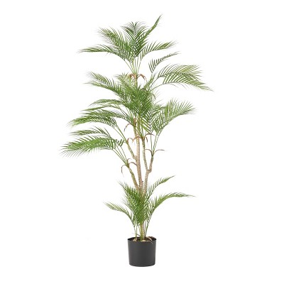 4FT Artificial Palm Tree - Tall Fake Tree UV Resistant for Indoor & Outdoor Decor Large Potted Faux Plant for Living Room, Office, Home Decoration