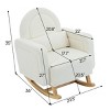 Teddy Rocking Chair with Curved Back and Pillow,Accent Rocking Chair for Living Room or Nursery,Plush Rocking Chair with Wooden Base-Koiai - 4 of 4
