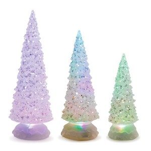 Melrose Multicolor Lighted Glass Tree (Set of 3) - 1 of 4