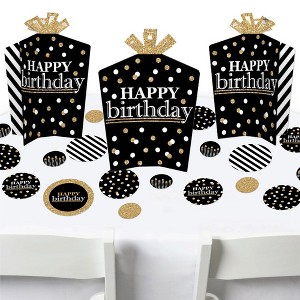 Big Dot of Happiness Adult Happy Birthday - Gold - Birthday Party Decor and Confetti - Terrific Table Centerpiece Kit - Set of 30 - 1 of 4
