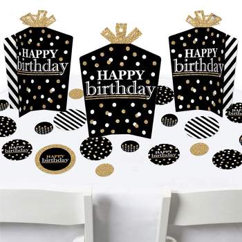 Big Dot of Happiness Adult Happy Birthday - Gold - Birthday Party Decor and Confetti - Terrific Table Centerpiece Kit - Set of 30