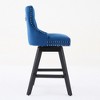 Swivel Velvet Barstools with Button Tufted Decoration and Wooden Legs, and Chrome Nailhead Trim, Leisure Style Bar Chairs,Bar stools, Set of 2 - 3 of 4