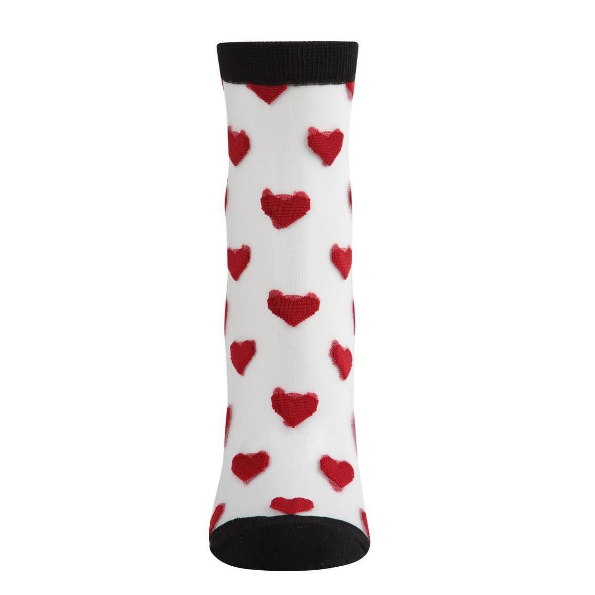 Memoi Women's Hearts Mono Fine Net Semi-Sheer Anklet Sock - thumbnail 2