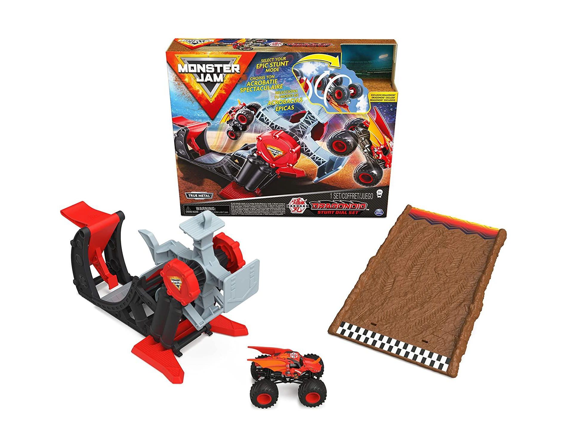 Monster Jam, Official Bakugan Dragonoid Stunt Dial Playset with Exclusive 1:64 Scale Dragonoid Die-Cast Monster Truck