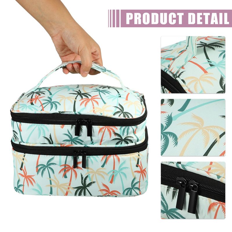 Unique Bargains Double-Layer Nylon Coconut Tree Pattern Nail Polish Carrying Case 1Pc, 3 of 7