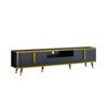 TiramisuBest White Black Rectangle TV Stand for TVs up to 80 Inch High Gloss UV Surface Contemporary Console Drawers Cabinets Living Room - 3 of 4