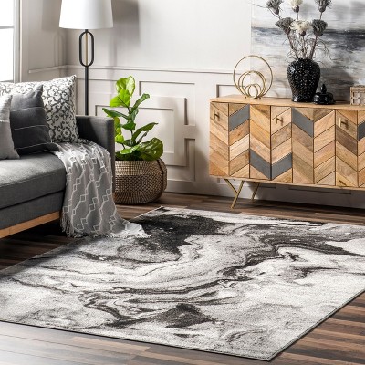 Remona Gray Abstract 6' x 9' Synthetic Area Rug