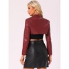 INSPIRE CHIC Women's Faux Leather Cropped Stand Collar Zipper Front Moto Biker Long Sleeve Jacket - 4 of 4