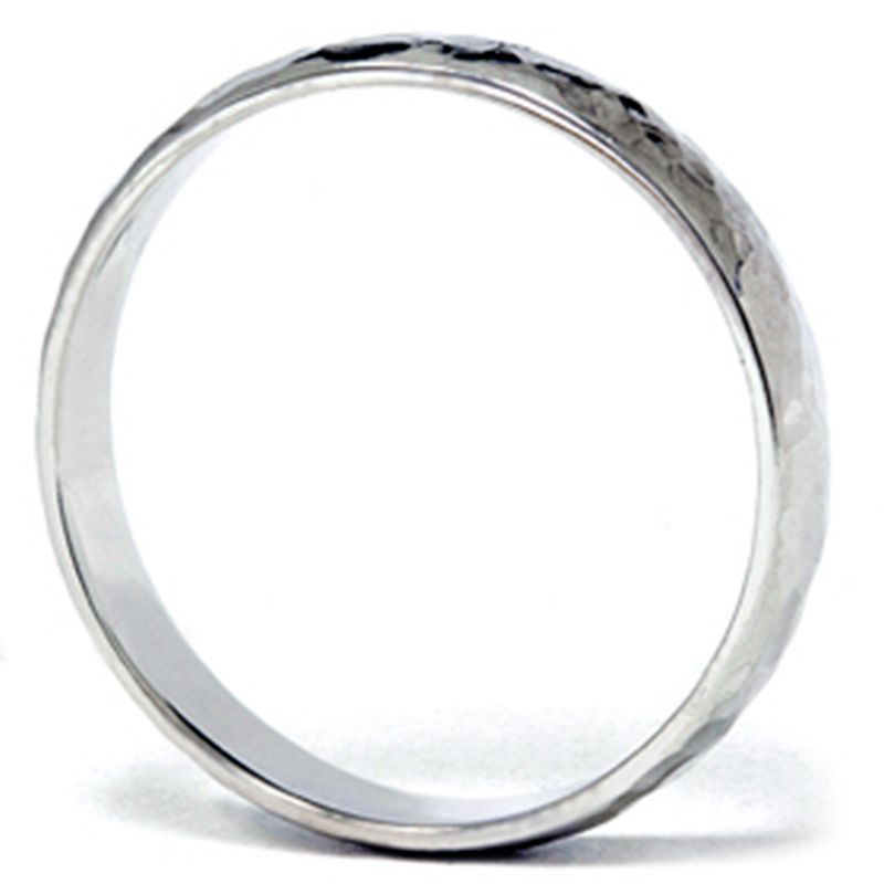 Pompeii3 14K White Gold 4mm Hammered Wedding Band Ring New, 2 of 4