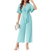 Imily Bela Effortless Summer Style Womens Tie Front Wide Leg Jumpsuit with Flowy Comfort - 3 of 4