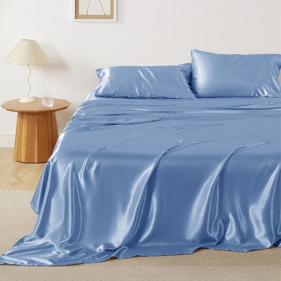 Satin Sheets King - Similar to Silk Sheets, Silky Bedsheet, Luxury & Ultra Soft, Non-Fading & Wrinkle Free, Good for Hair & Skin, Gifts for Women, 4 P