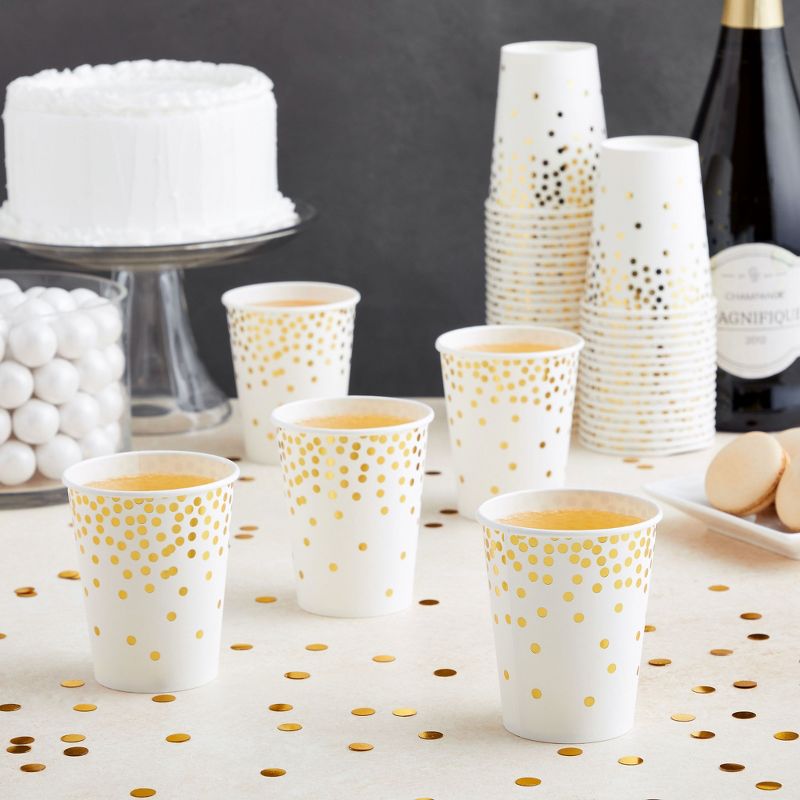 50 Pack 9oz Gold Party Cups for Hot Drinks, Party Supplies, Weddings, Bridal Showers, 4 of 9