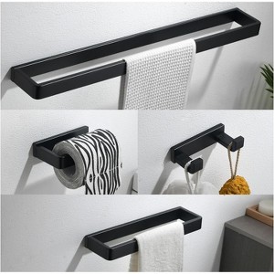4-Piece Bathroom Hardware Accessories Set Polished Chrome Towel Bar Set Square Towel Holder Kit Stainless Steel Wall Mounted - 1 of 4
