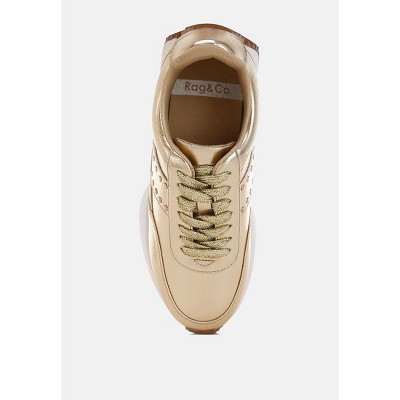 Женские кроссовки Rag & Co Womens Mujori Metallic Pleather Studded Sneakers 5 — фото 4