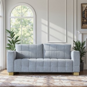 3-Seater Chenille Sofa with Wide Armrests, Tufted Seat, Custom Stainless-Steel Legs, High-Density Cushions, and Modern Design - 1 of 4