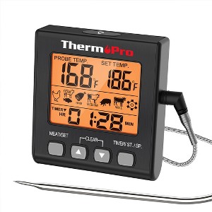 ThermoPro TP16SW Digital Meat Cooking Smoker Kitchen Grill BBQ Thermometer with Large LCD Display with Backlight for Oven Smoker Grill Turkey - 1 of 4