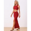 Allegra K Women's Outfit Set Beach Sleeveless Tank Top and Tie Front Split Skirt 2 Pcs - 3 of 4