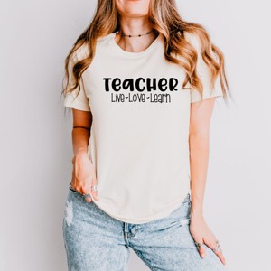 Simply Sage Market Teacher Live Love Learn Short Sleeve Tee - S - Cream - 1 of 4
