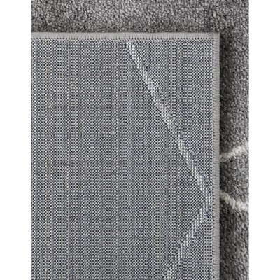 Light Gray Trellis Square Rug with Easy Care Synthetic Material