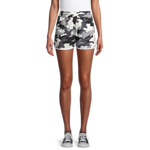 Psk Collective Women's Curved Hem Shorts - Xxxl Grey Camo : Target