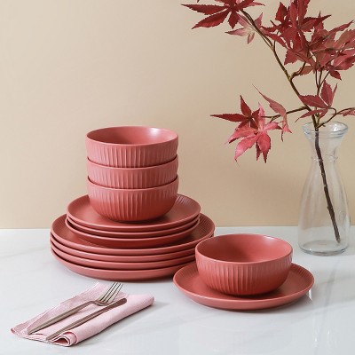 Terracotta Ceramic 12-Piece Dinnerware Set, Service for 4
