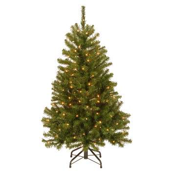National Tree Company  4.5 ft Pre-Lit Artificial Full Christmas Tree, Green, North Valley Spruce, White Lights, Includes Stand