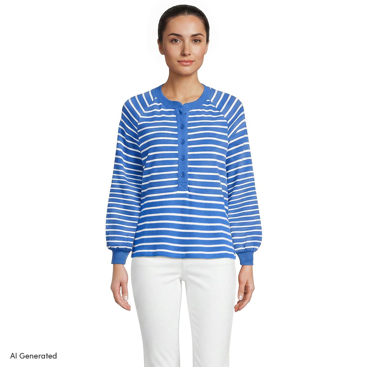 Lands' End Women's Long Sleeve Mariner Henley - thumbnail 9