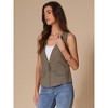 INSPIRE CHIC Women's Casual Linen Loose Faux Flap Pocket Lightweight Blazer Vest - 3 of 4