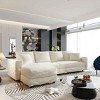 4-Seat Sofa with Ottoman for Living Room, Deep Seat Cloud Couch with Cushions, Plush Corduroy Lounge Sofa with Wood Frame-Coolbibila - 2 of 4