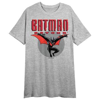 Batman Beyond Batman & Logo Crew Neck Short Sleeve Gray Heather Women's Night Shirt