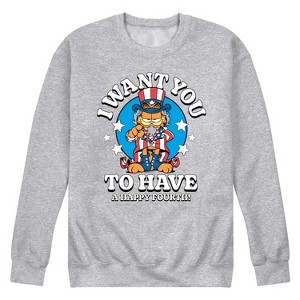 Men's - Garfield - Want You To Have A Happy Fourth Graphic Fleece Sweatshirt - 1 of 4