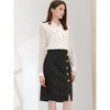 Allegra K Women's Plaid Tweed High Waist Button Decor Shiny Business Elegant Midi Skirt - 2 of 4