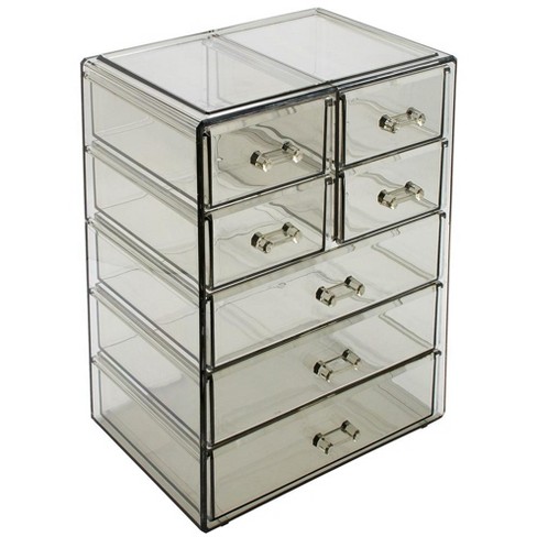 1pc Transparent Drawer Style Desktop Jewelry Organizer Box, With