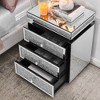 Vynxaria Modern Silver Mirrored 3-Drawer Nightstand, Crystal Inlay/Handles, 13.8"W¡Á17.7"L¡Á23.6"H, Glass/MDF Build, Versatile End/Makeup Table - 4 of 4