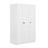 TIRAMISUBEST 3-Door Shutter Wardrobe with Shelves - Mobile Lateral Filing Cabinet Locking Wheels Adjustable Shelf - 3 of 4